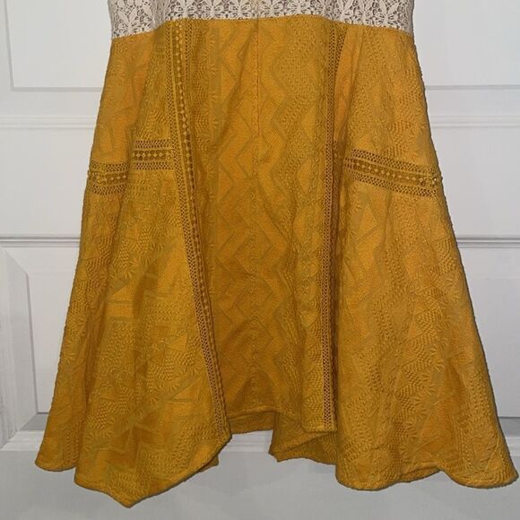 Tularosa Mustard Brocade Sundress with Cream Lace Trim - Picture 7 of 7